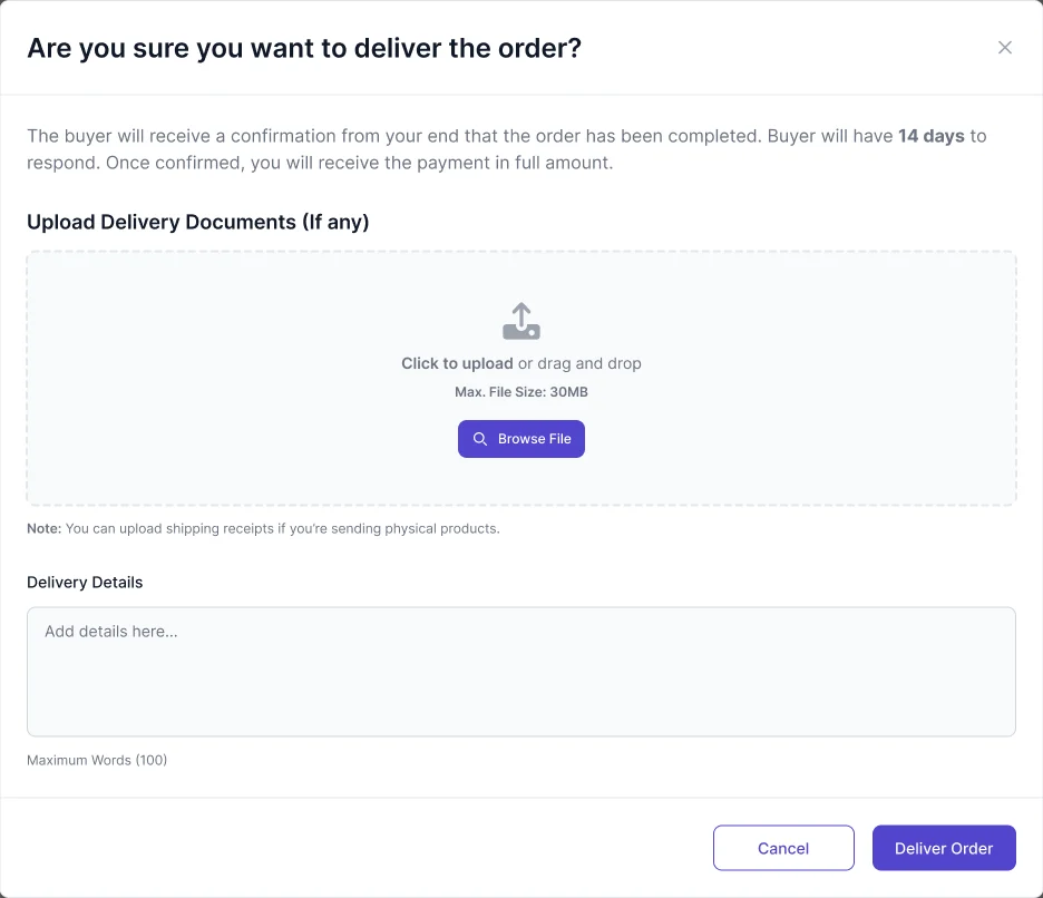 Confirm delivery