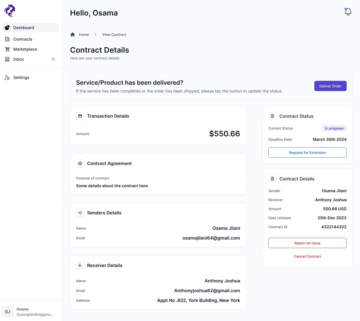 Contract in progress