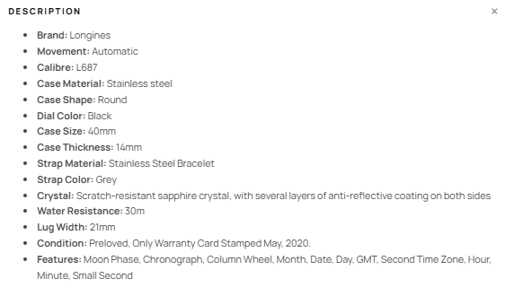 Description and specifications
