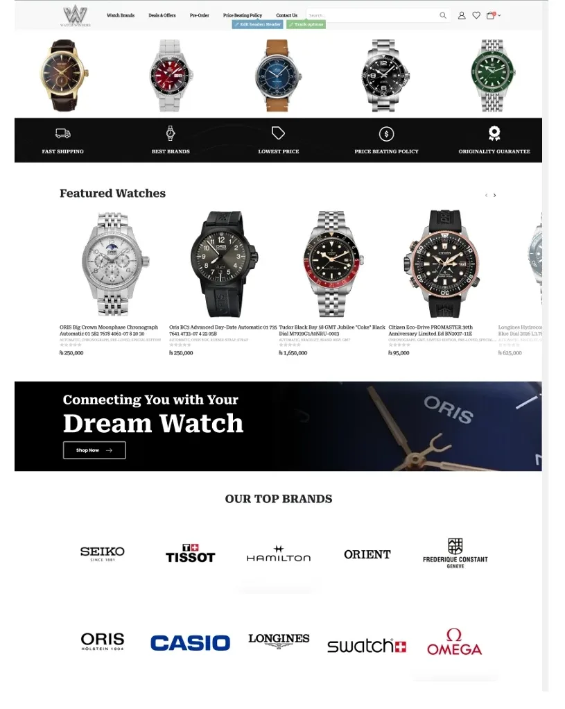 Old homepage: a stock template carousel